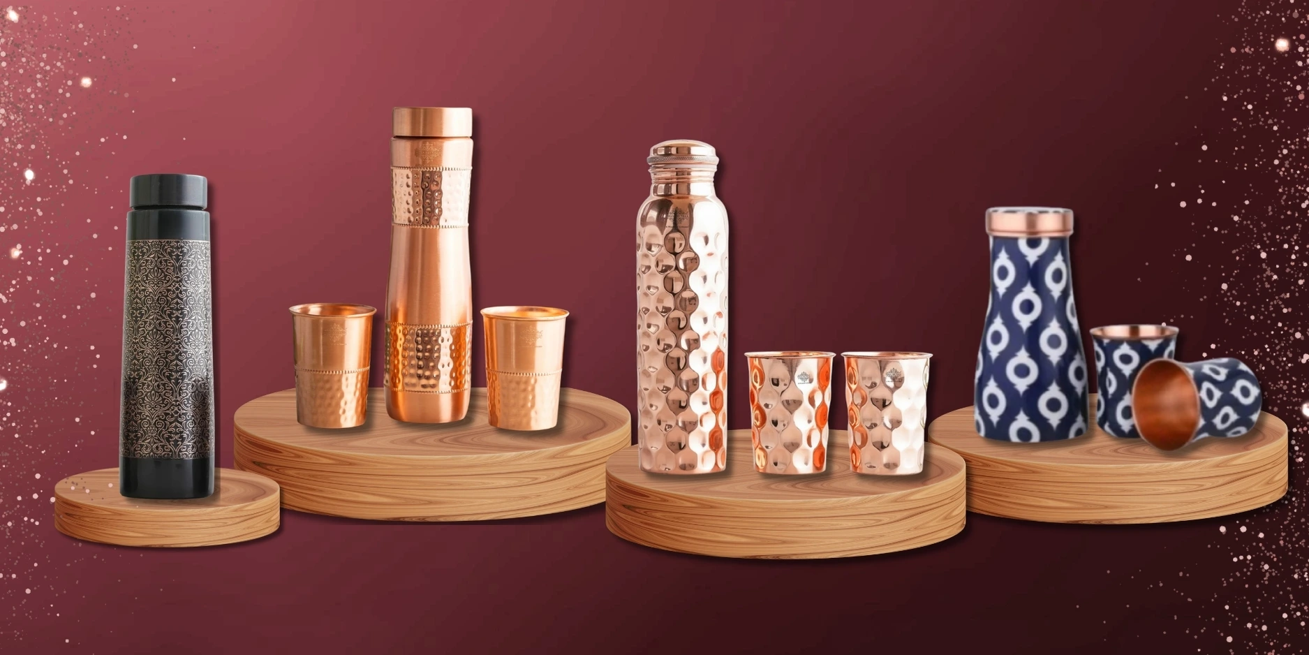 Drinkware items crafted from copper.