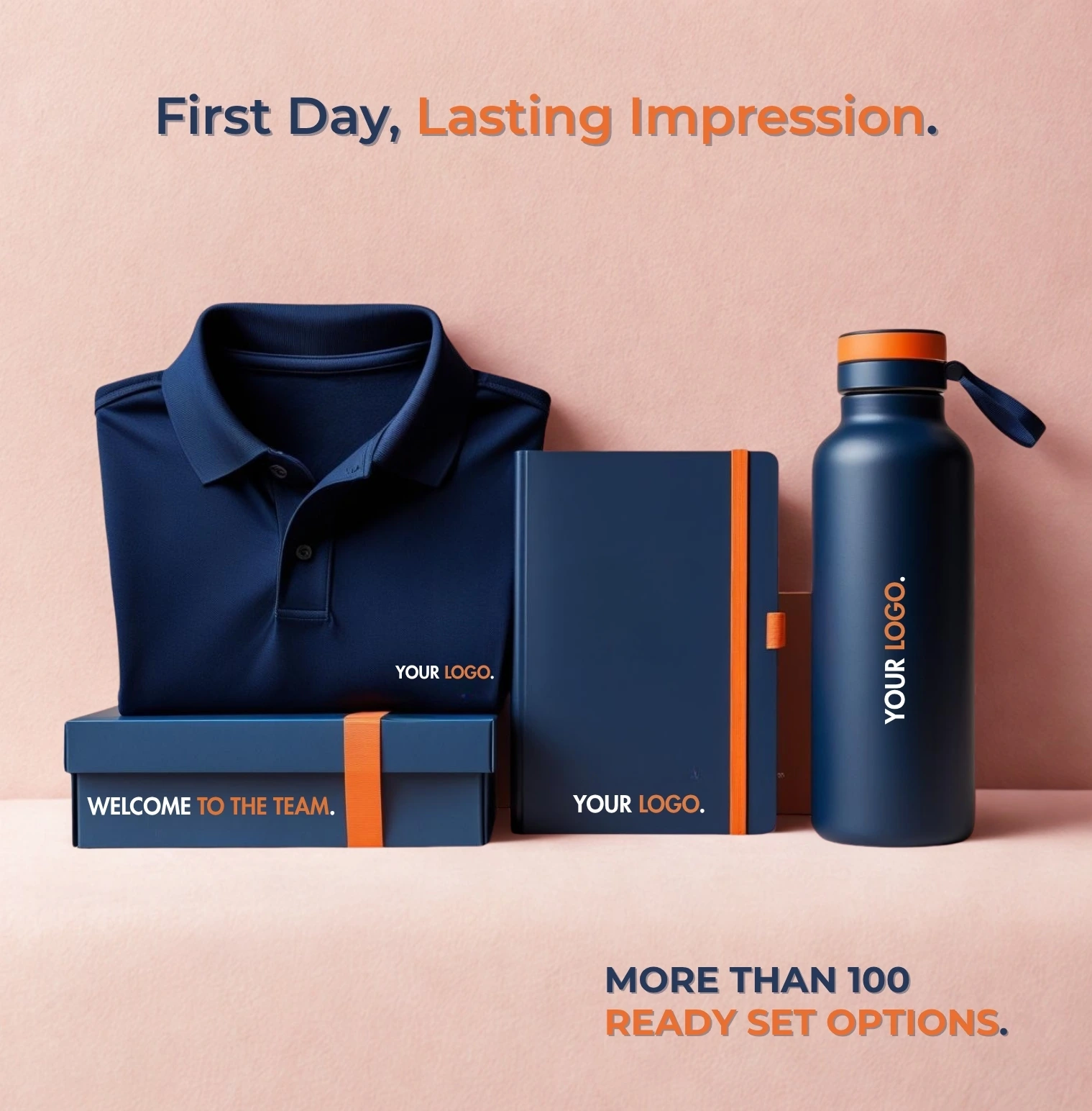 Packages with essential items for welcoming new employees.