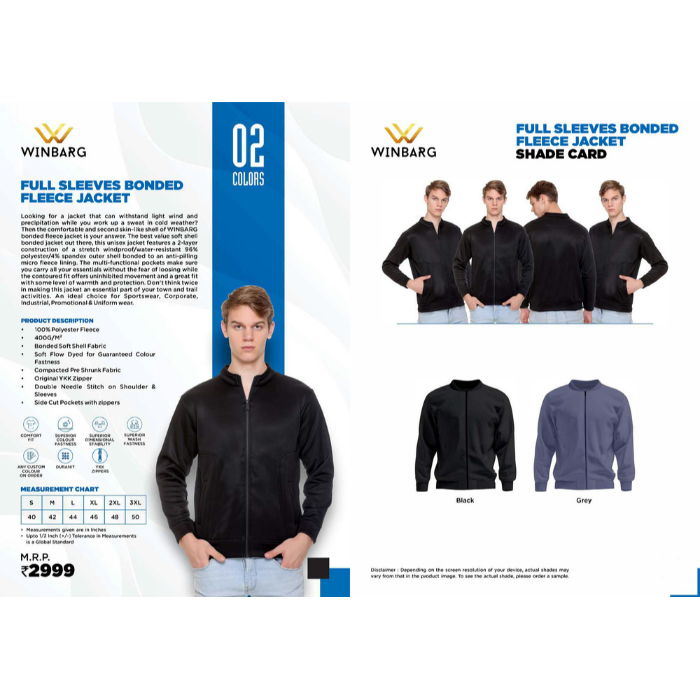 WINBARG  FULL-SLEEVES  Bonded Fleece Jacket