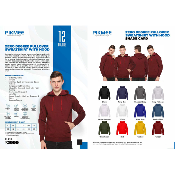 PIKMEE ZERO DEGREE  PULLOVER Sweatshirt with Hood