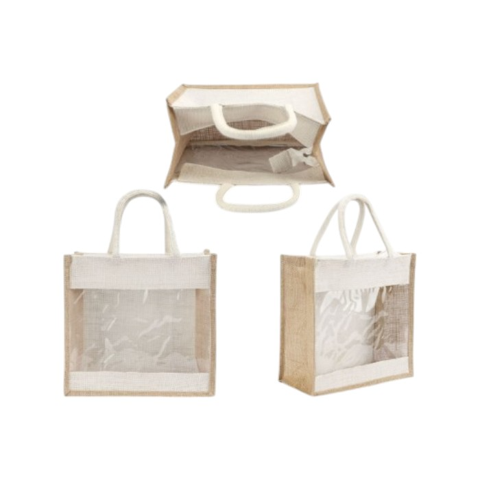 Large Window Jute Bag - 12x12x6 in