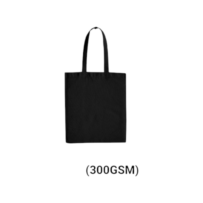 Cotton Tote Bag Black 300gsm - 16x14.5 inches